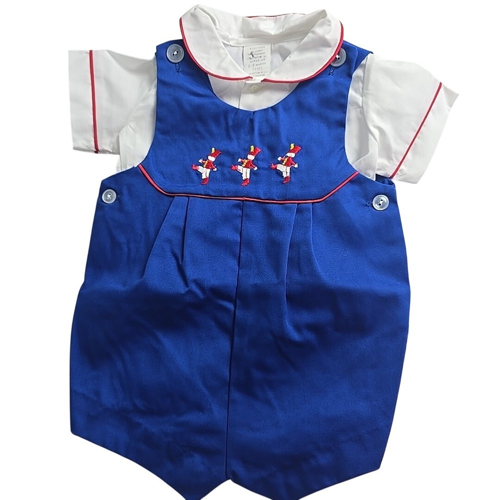 Baby Togs VTG Boys 6-9 Month Nutcracker Soldiers Romper Dress Shirt Christmas
